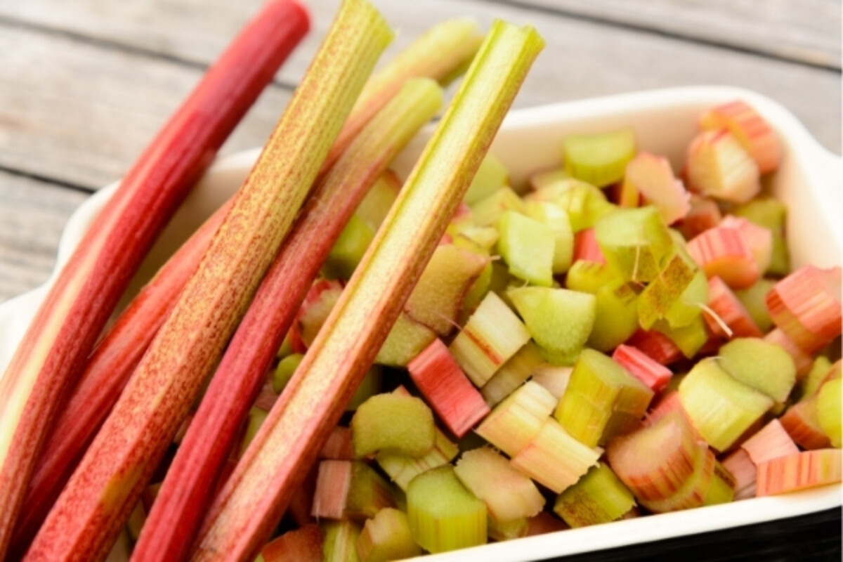 Rhubarb Sliced for Freezing
