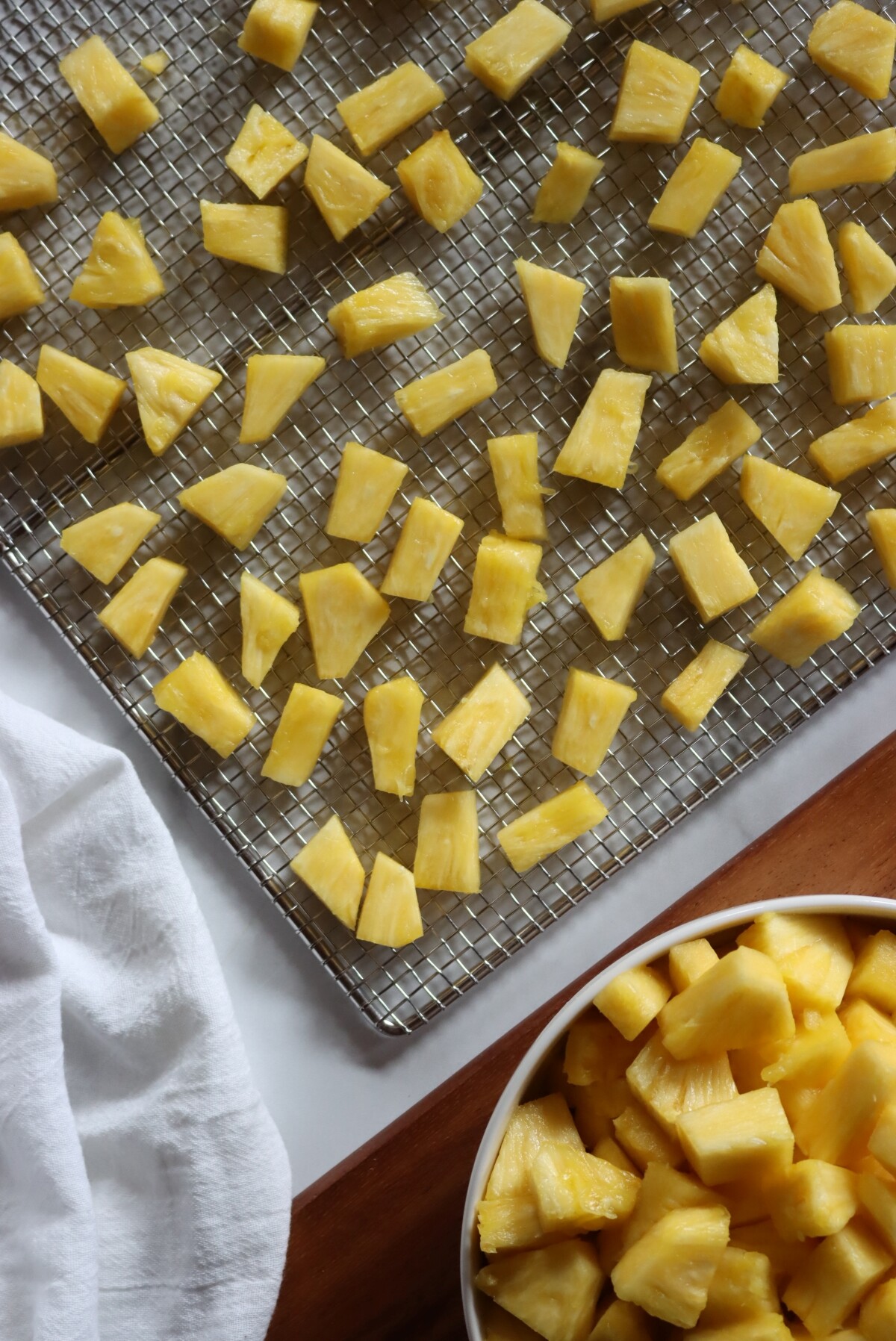 Dehydrating Pineapple on Trays