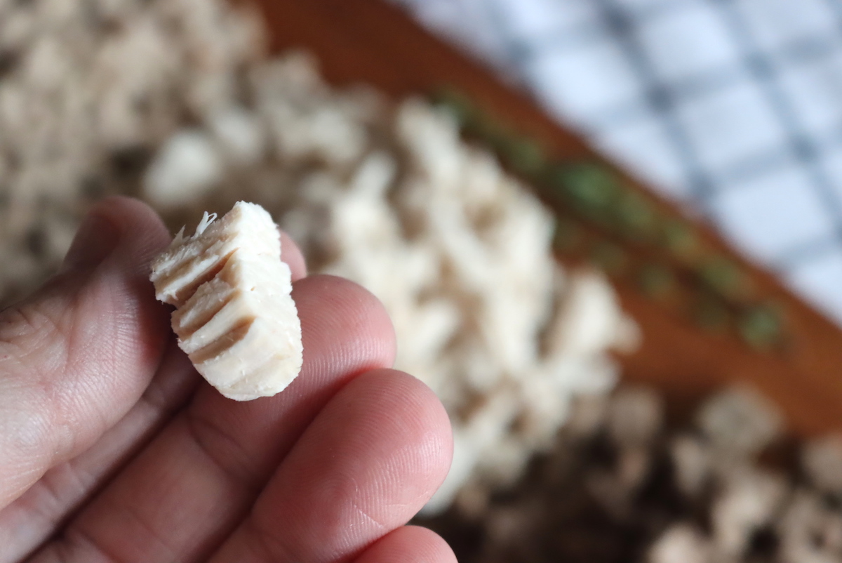 Close up of Rehydrated Freeze Dried Chicken