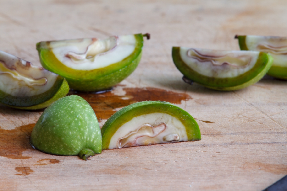 sliced green walnut