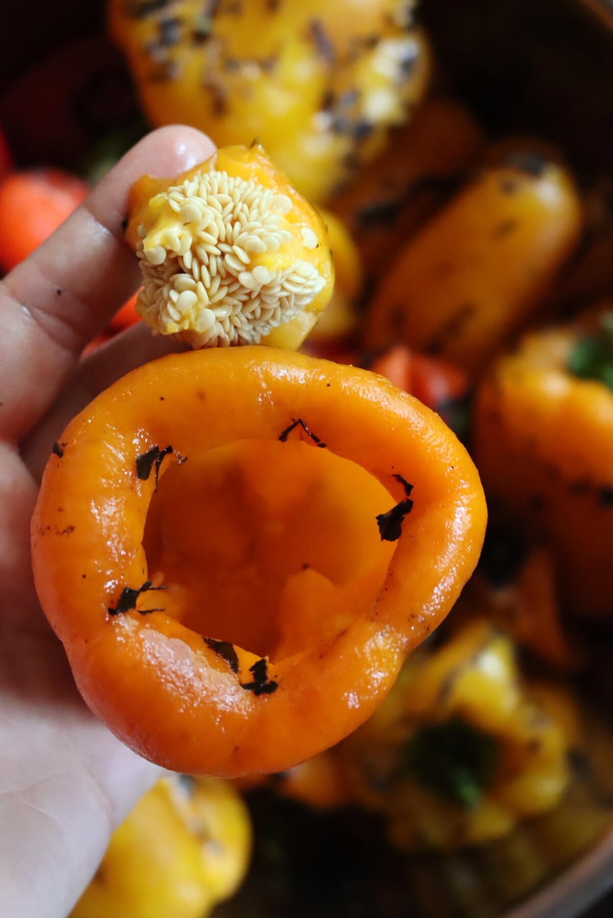 Coring and Seeding Peppers for canning