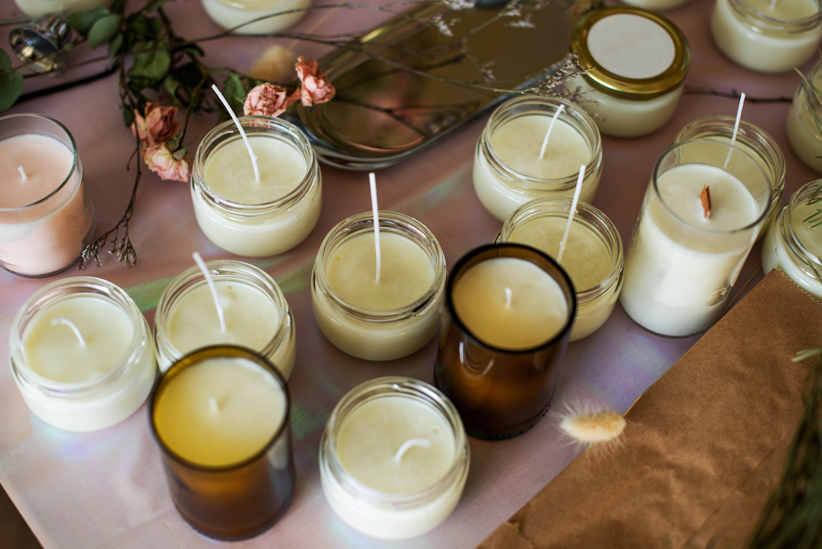 Container candles in glass jars