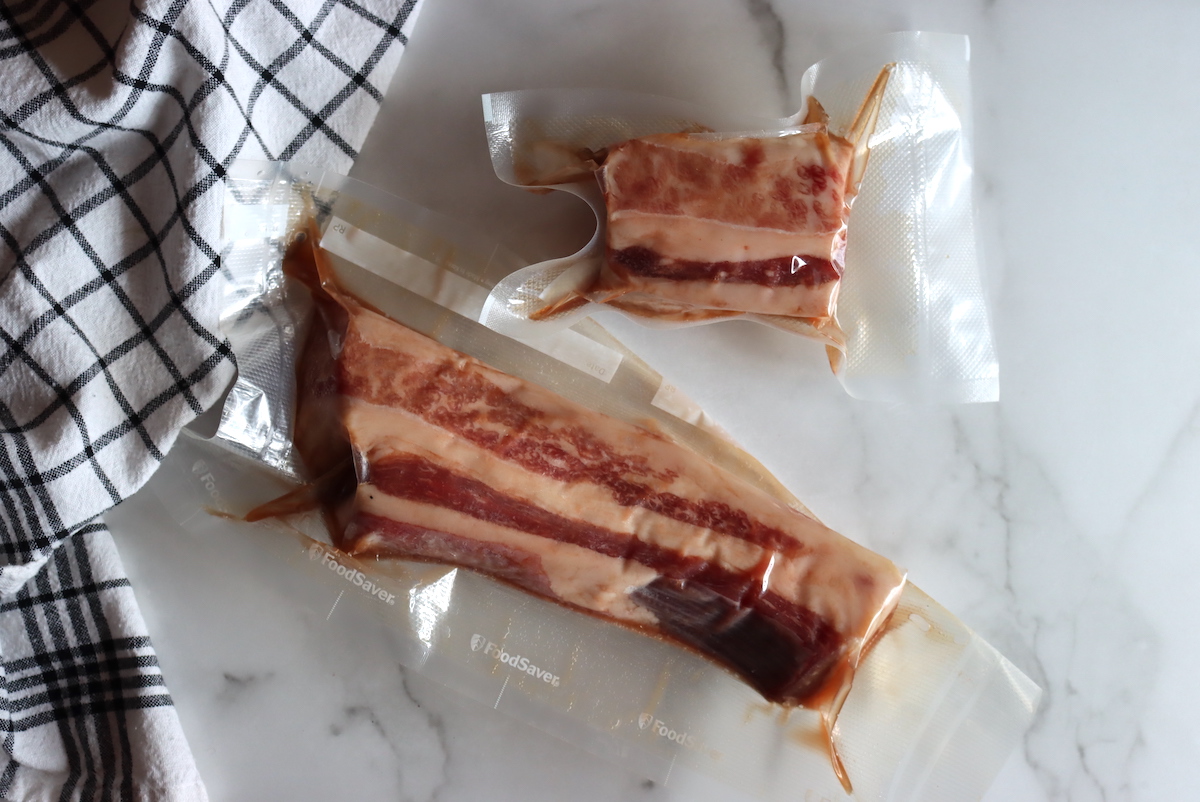 Beef Bacon Curing in Vacuum Seal Bag