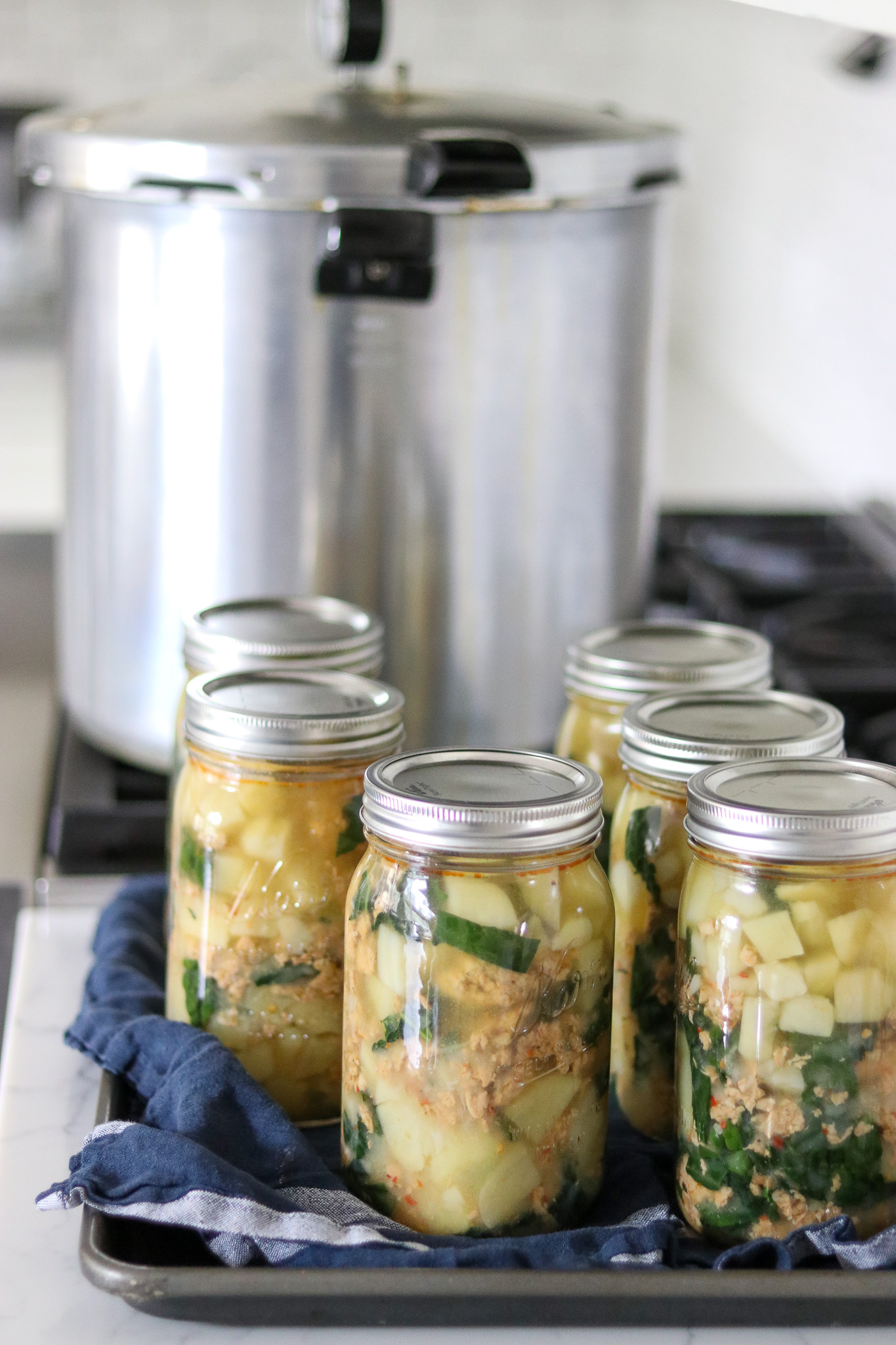 Canning Sausage Potato and Kale Soup