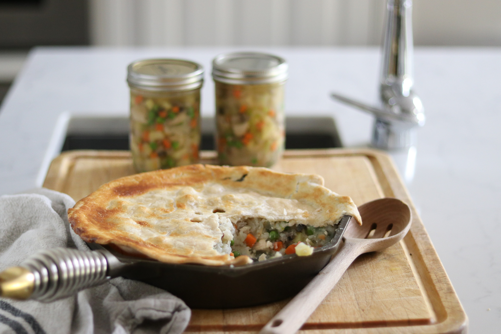 Making Chicken Pot Pie with Canned Filling