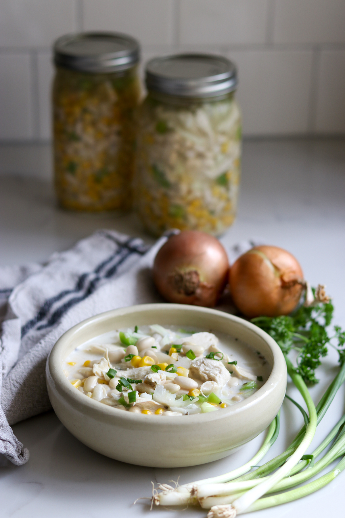 Serving Home Canned White Chicken Chili
