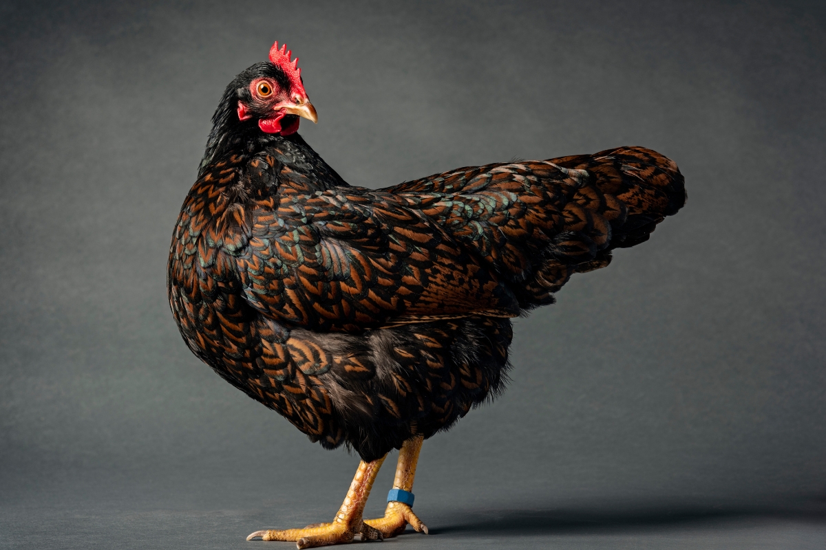 Portrait of a Double Laced Barnevelder Hen