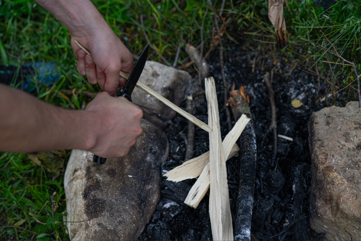 Making Campfire Wood Shavings