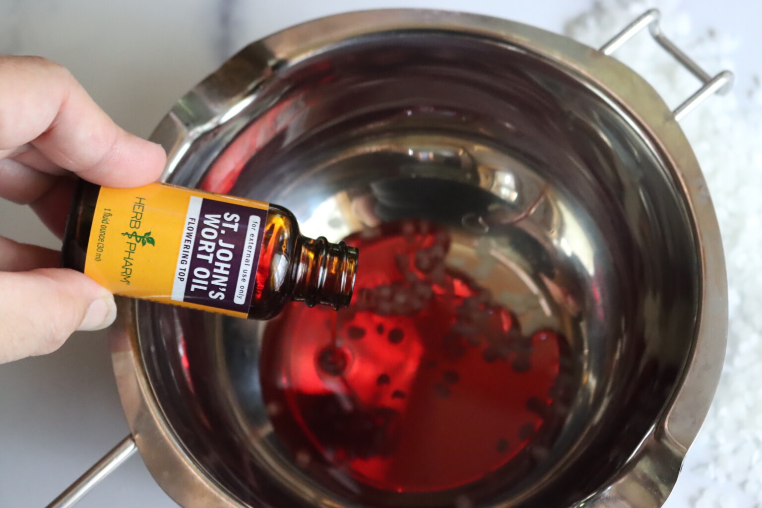 Making St. John's Wort Salve with infused Oil