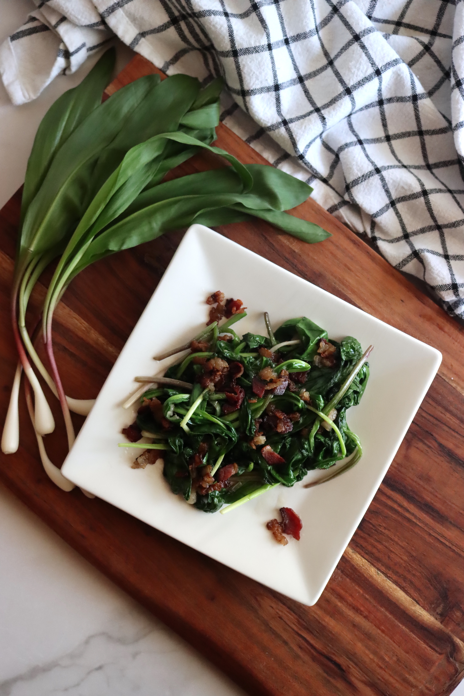 Saut&eacute;ed Ramp Leaves with Bacon